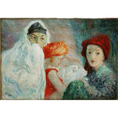 Paul CIROU "Enfant à la colombe à "Ténès" 1906 huile sur toile 58x79